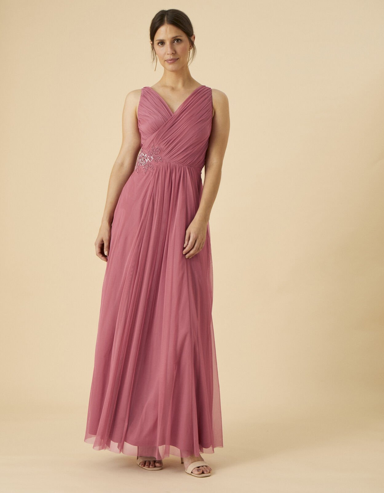Monsoon Michaela Maxi Dress in Recycled Polyester Pink